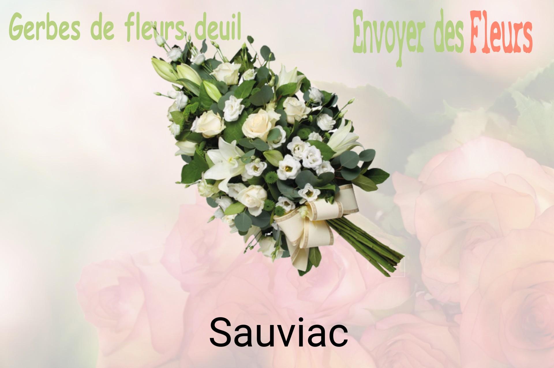 Gerbe de fleurs de deuil livrée à Sauviac
